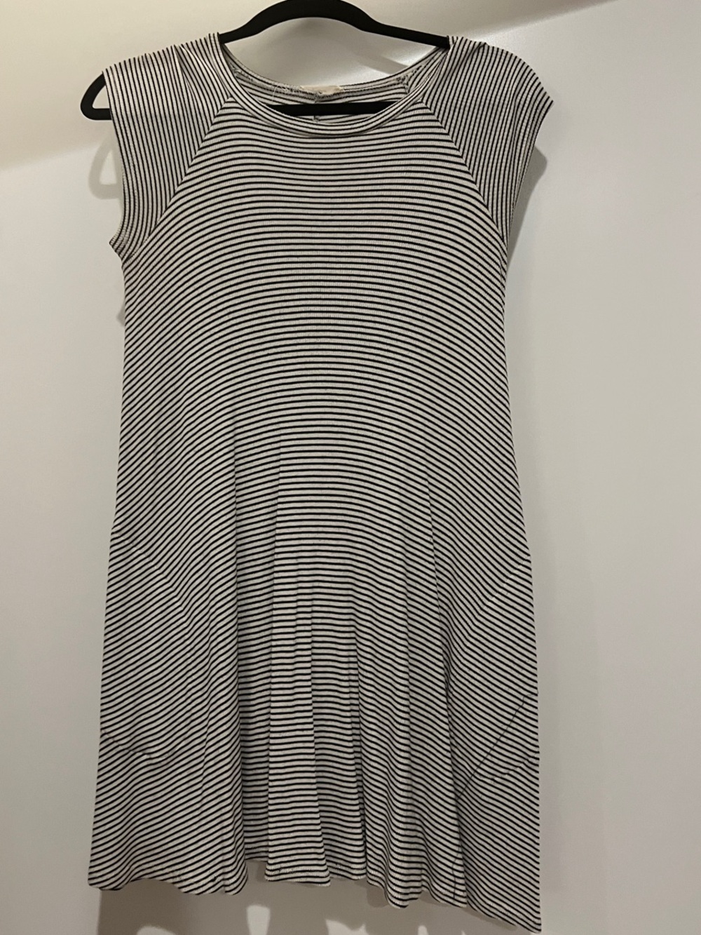 Soprano Black and White Striped Cap-Sleeve Swing Dress